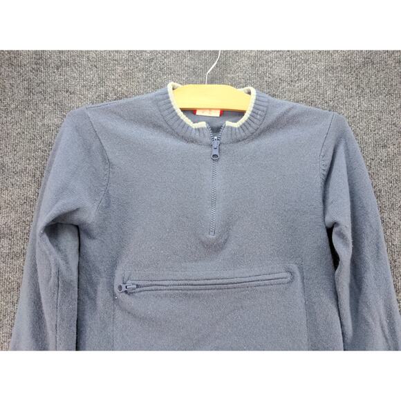 ESprit Girl's 85% Lambswool 1/4 Zip Pullover Sweater Size M Blue Zip Pocket - Picture 3 of 9